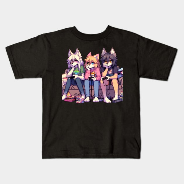 furry fandom - furryart anthro furry fandom Kids T-Shirt by vaporgraphic